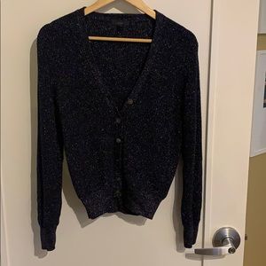 J Crew button up sweater blue glitter size M